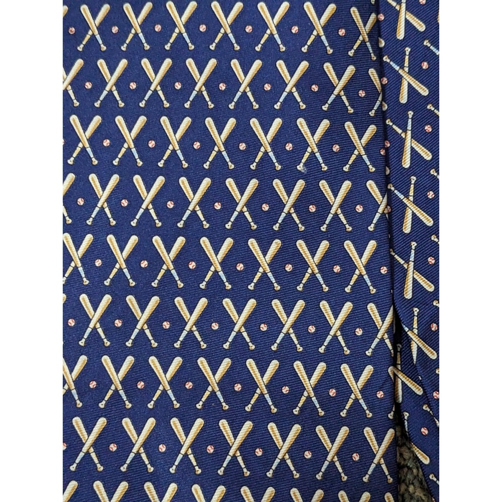 Sero Silk Handmade Men's Necktie Long Tie Geometric Baseball Bat 62" Blue